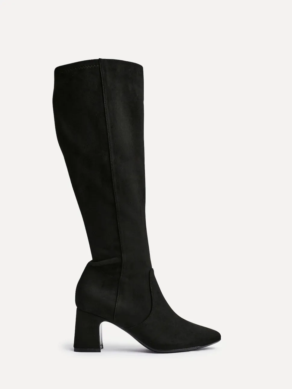 Linzi Black Slate Stretch Knee High Block Heel Boots