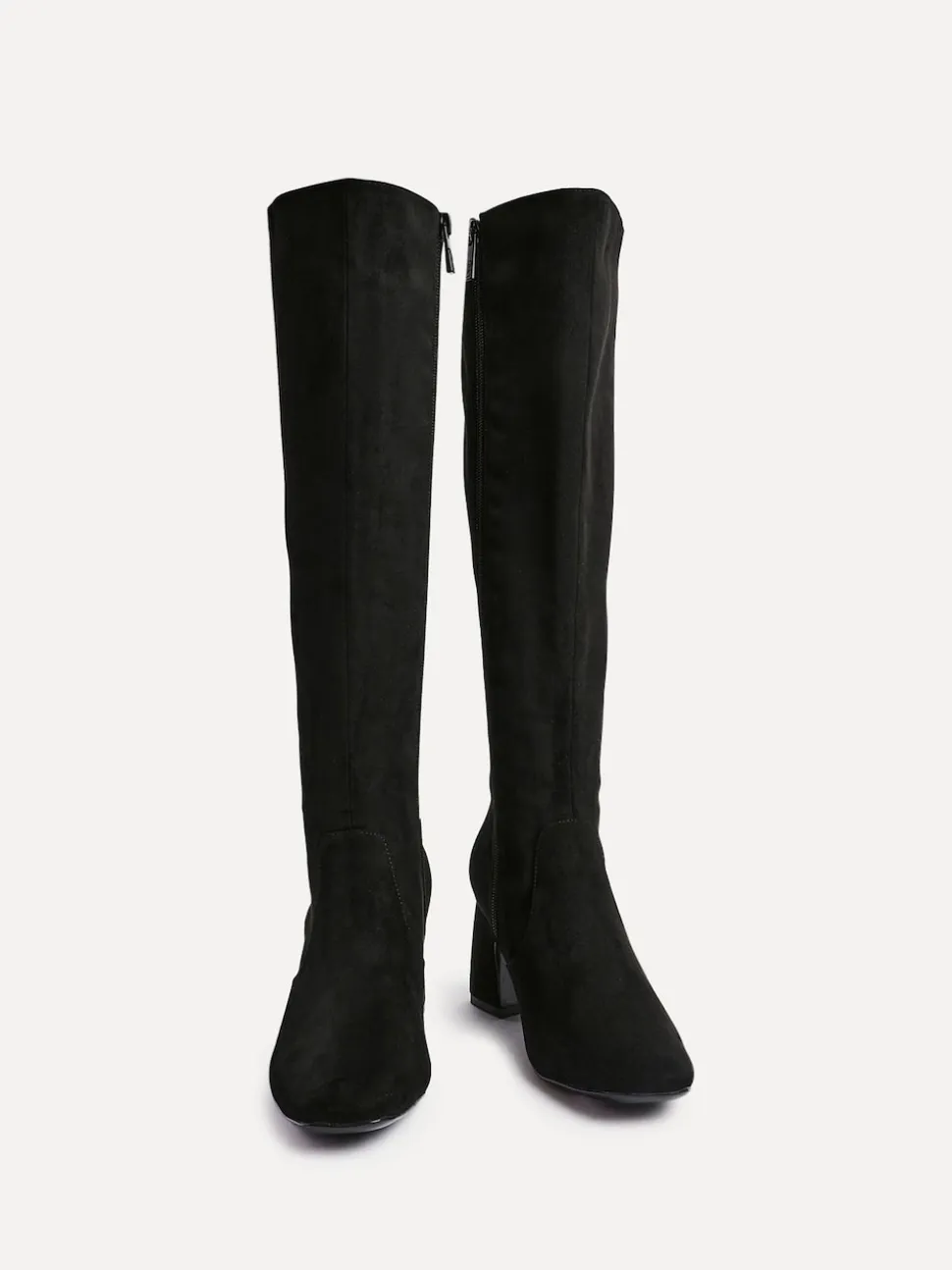Linzi Black Slate Stretch Knee High Block Heel Boots