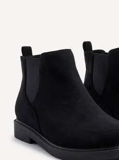Linzi Black Suede Fauna Wide Fit Chelsea Boots With Stretch Side Panel