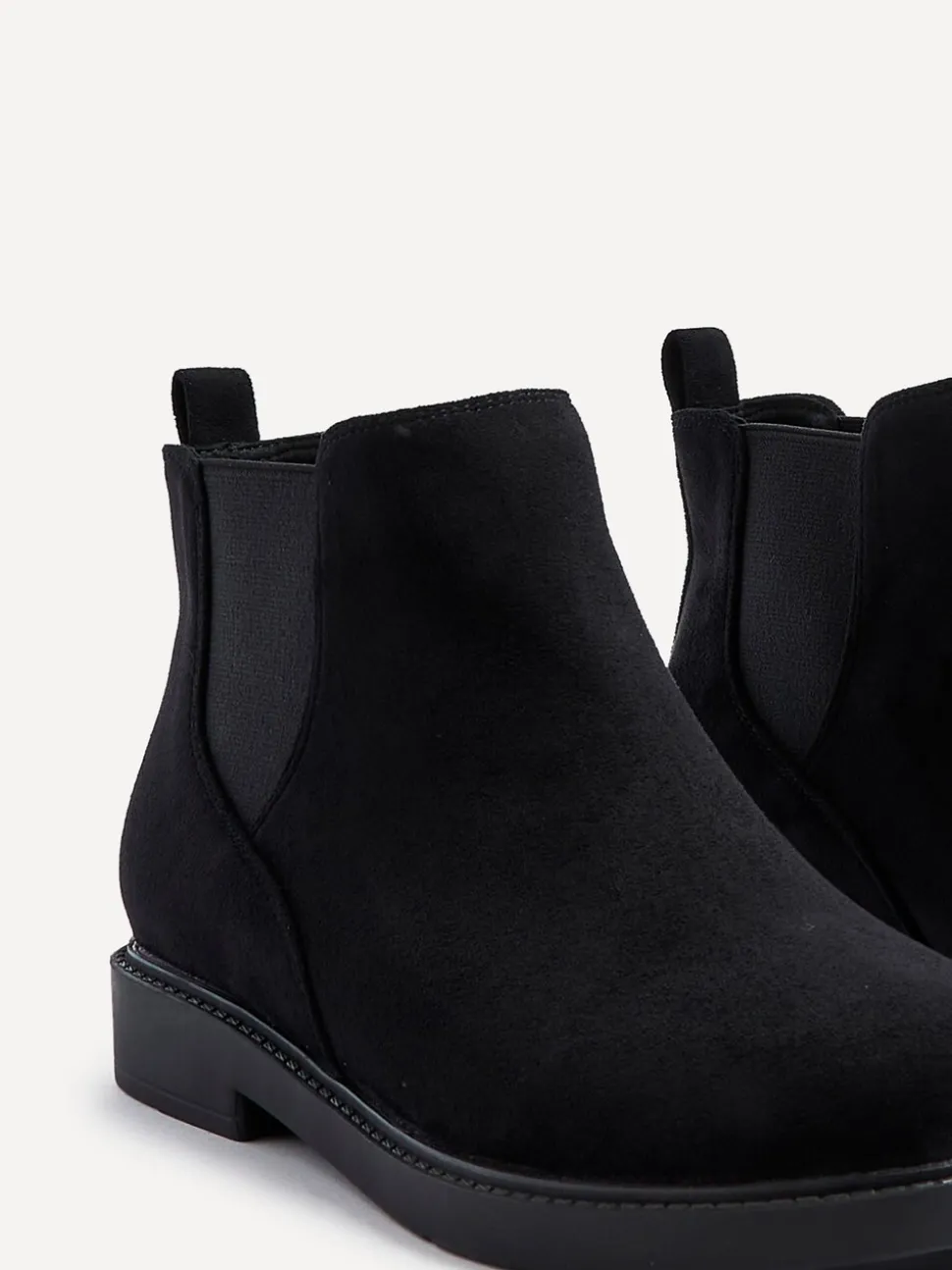 Linzi Black Suede Fauna Wide Fit Chelsea Boots With Stretch Side Panel