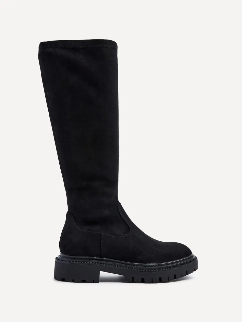 Linzi Black Suede Hallie High Leg Stretch Boots