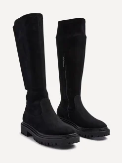 Linzi Black Suede Hallie High Leg Stretch Boots