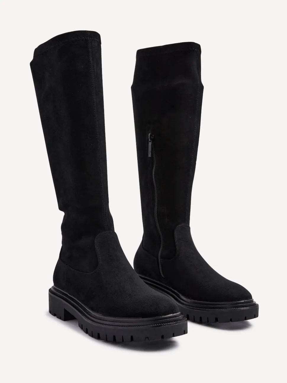 Linzi Black Suede Hallie High Leg Stretch Boots