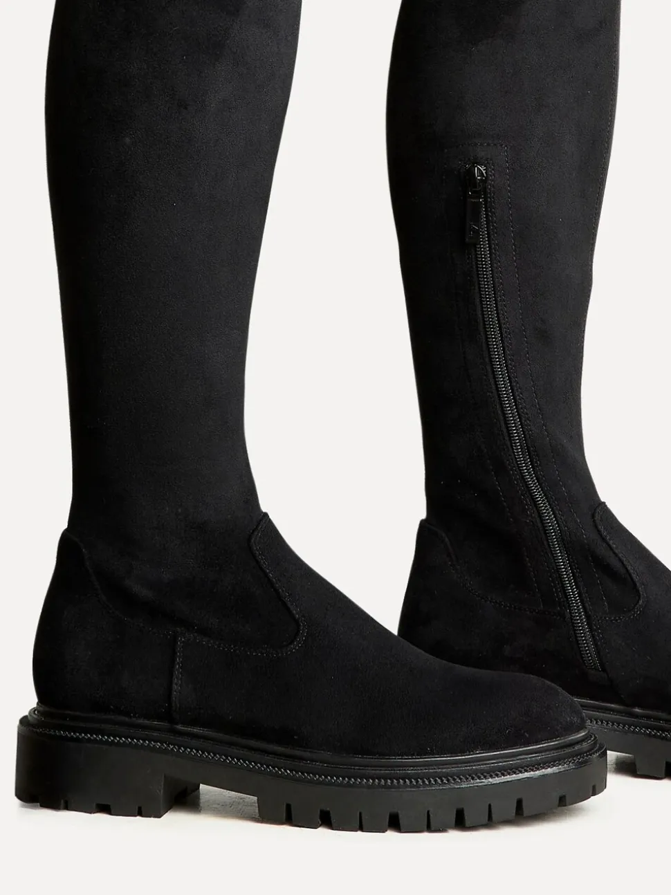 Linzi Black Suede Sonny Over The Knee Long Boots