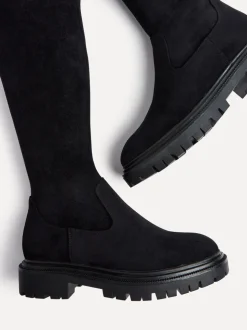 Linzi Black Suede Sonny Over The Knee Long Boots