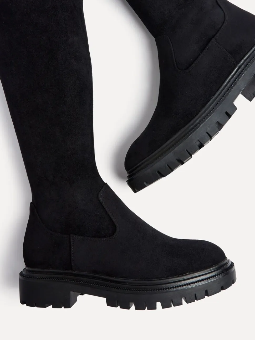 Linzi Black Suede Sonny Over The Knee Long Boots