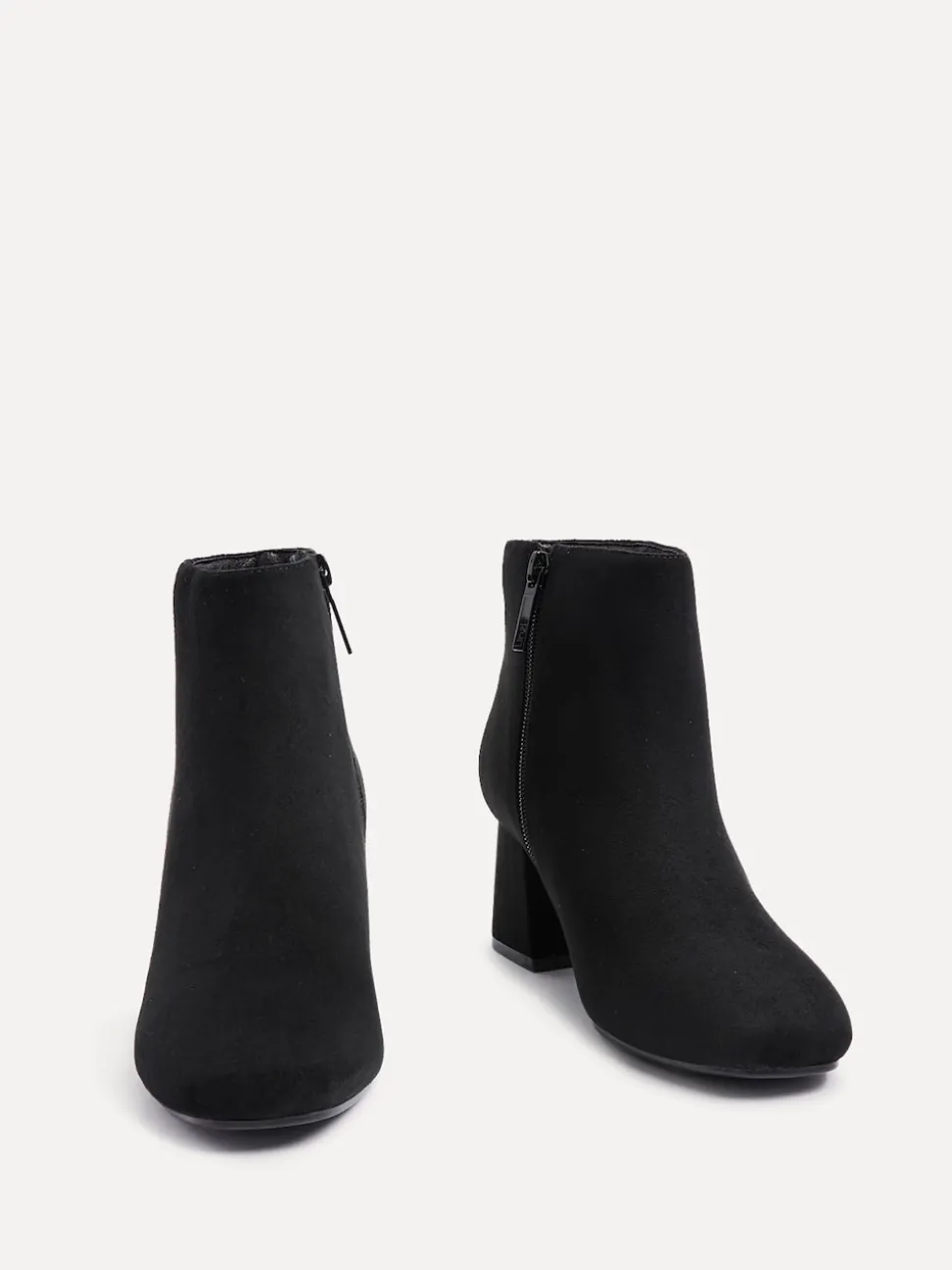 Linzi Black Suede Wide Fit Alba Wide Fit Block Heeled Ankle Boots