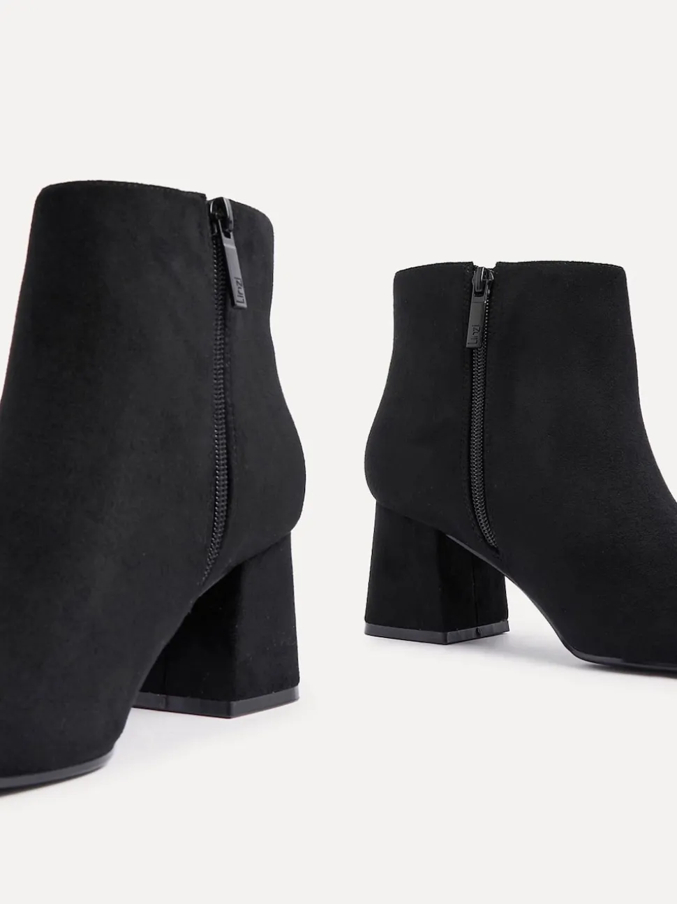 Linzi Black Suede Wide Fit Alba Wide Fit Block Heeled Ankle Boots