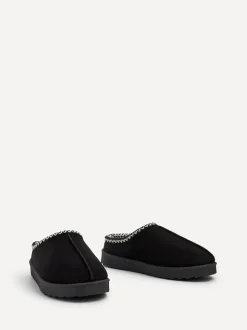 Linzi Black Tana Faux Suede Slip-On Slippers