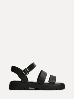 Linzi Black Tayla Wide Fit Gladiator Style Two Strap Sandals
