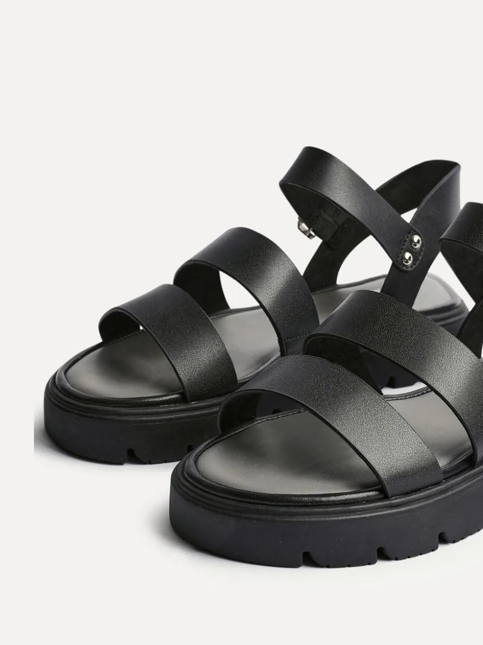 Linzi Black Tayla Wide Fit Gladiator Style Two Strap Sandals