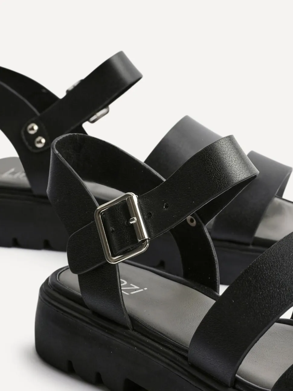 Linzi Black Tayla Wide Fit Gladiator Style Two Strap Sandals