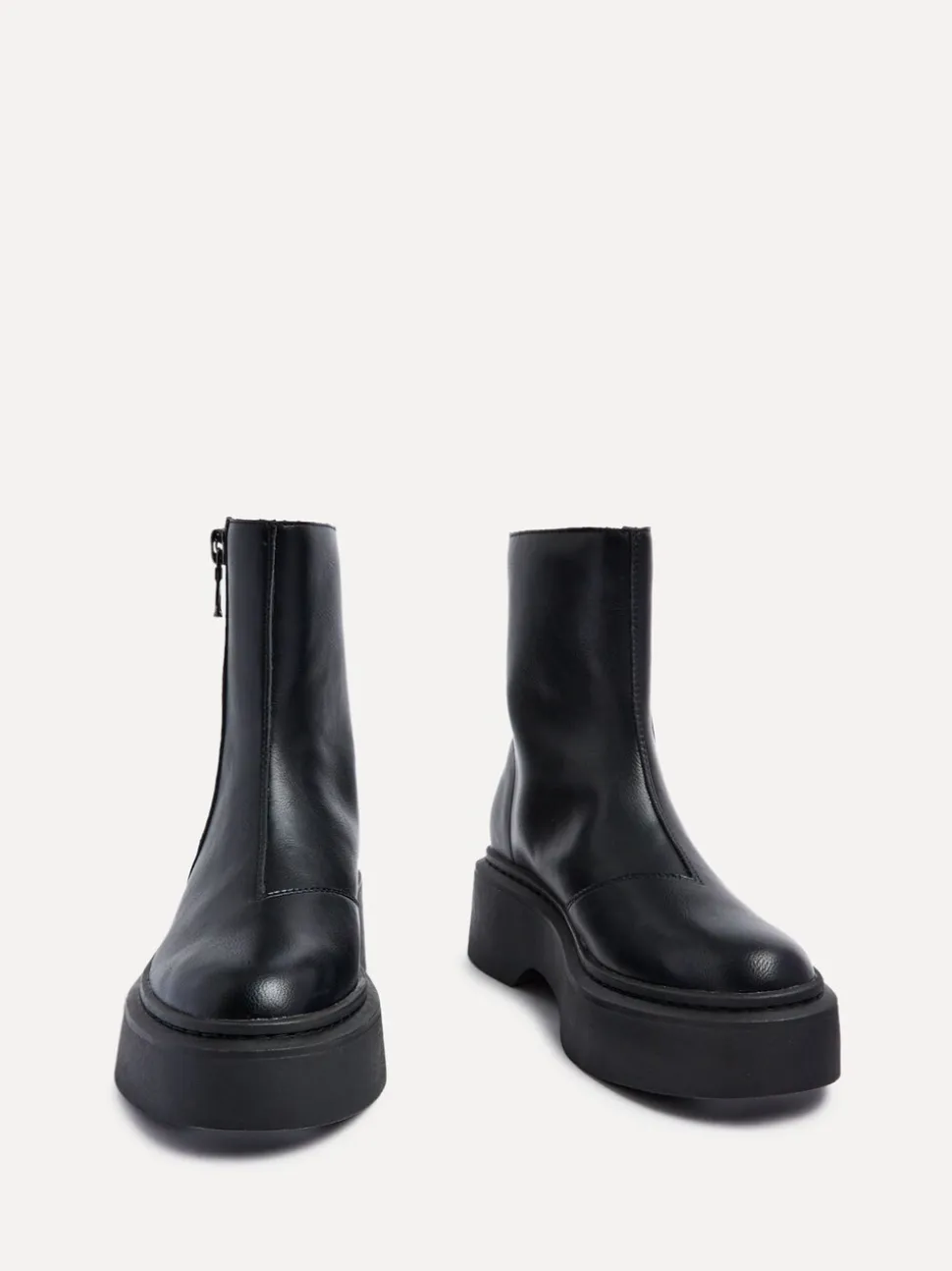Linzi Black Valley Platform Ankle Boots With Side Zip Detail
