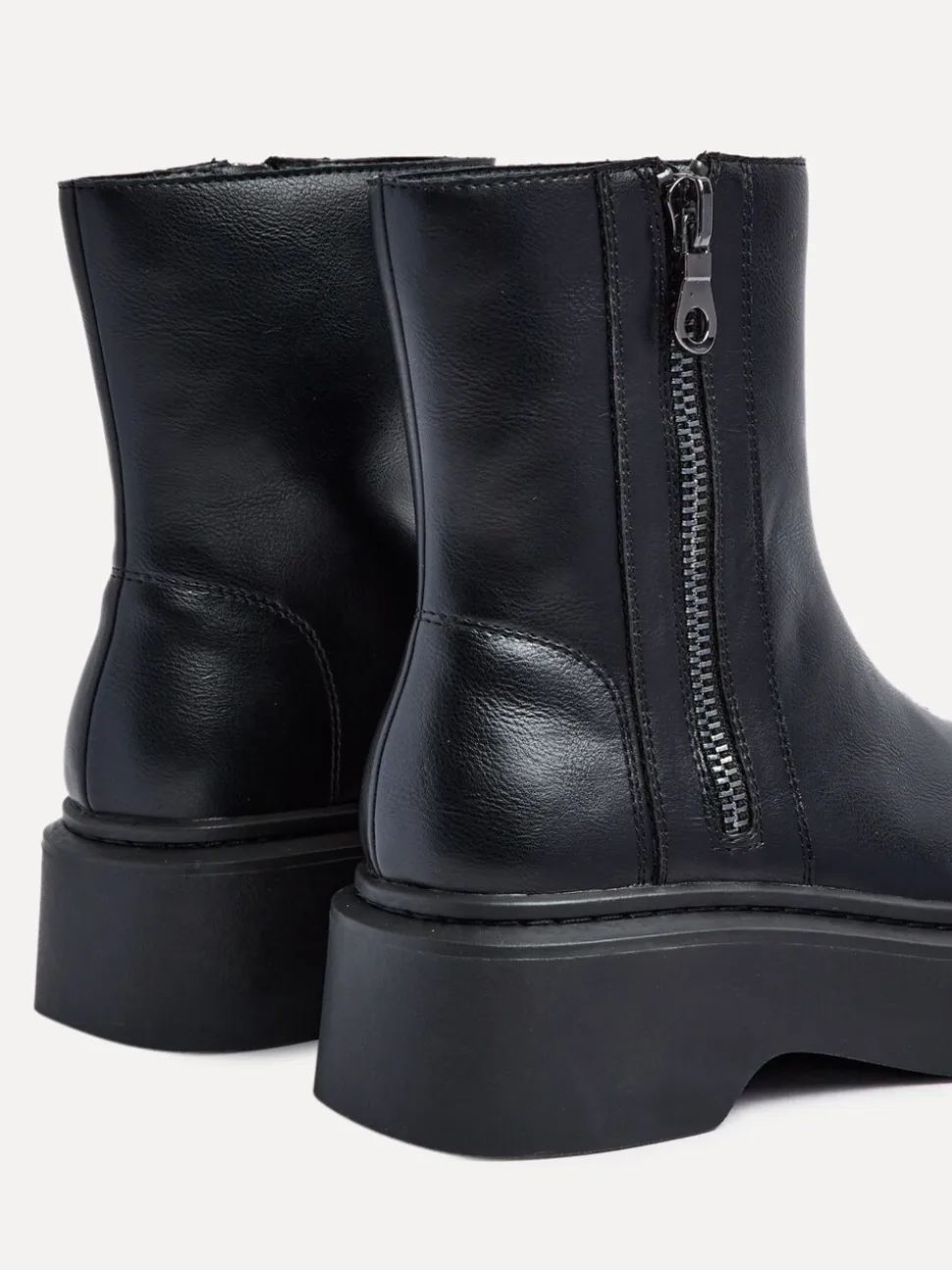 Linzi Black Valley Platform Ankle Boots With Side Zip Detail