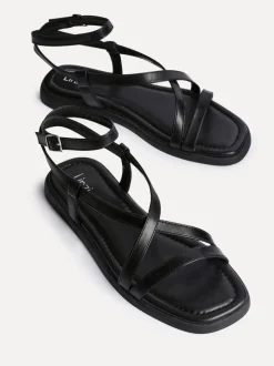 Linzi Black Valor Strappy Gladiator Flat Sandals