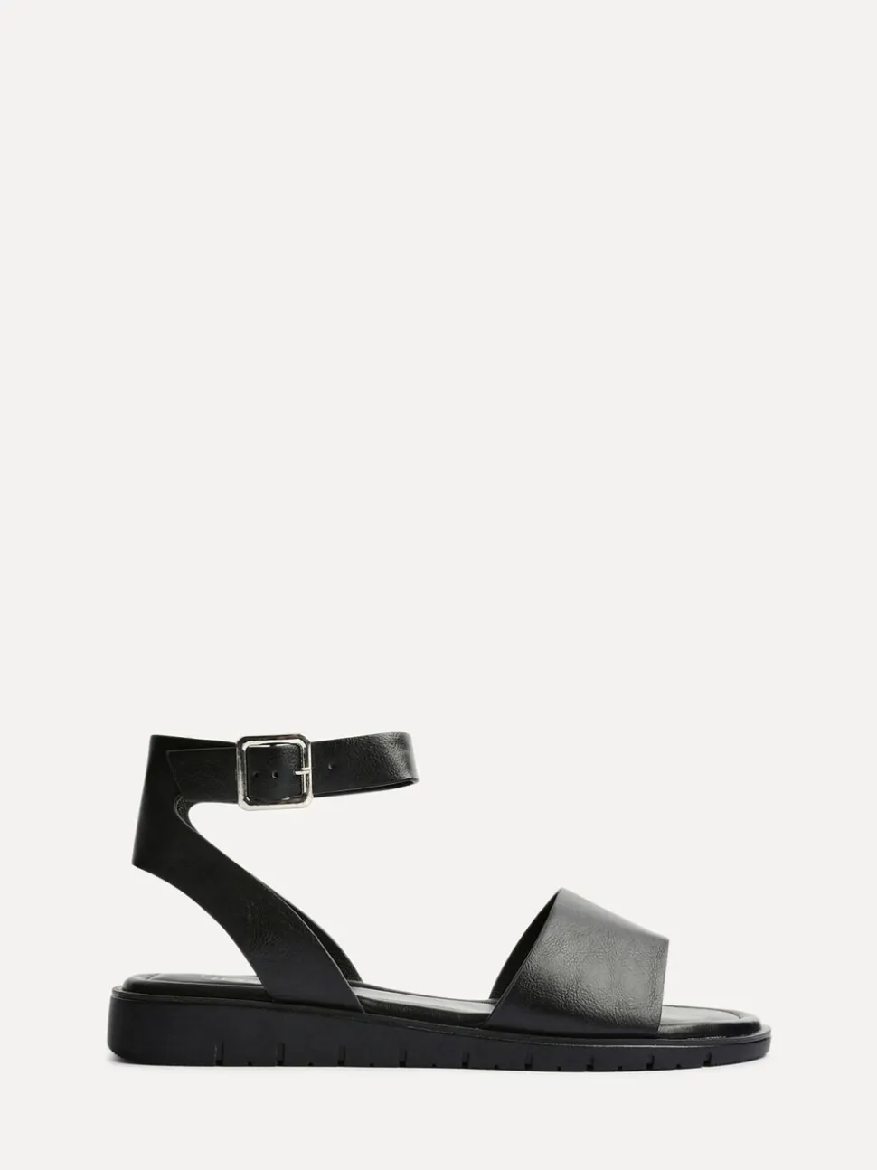 Linzi Black Wide Fit Denia Flat Sandals