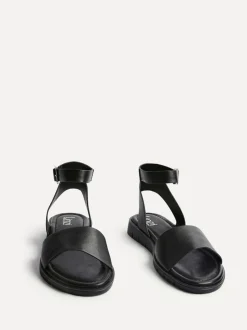 Linzi Black Wide Fit Denia Flat Sandals