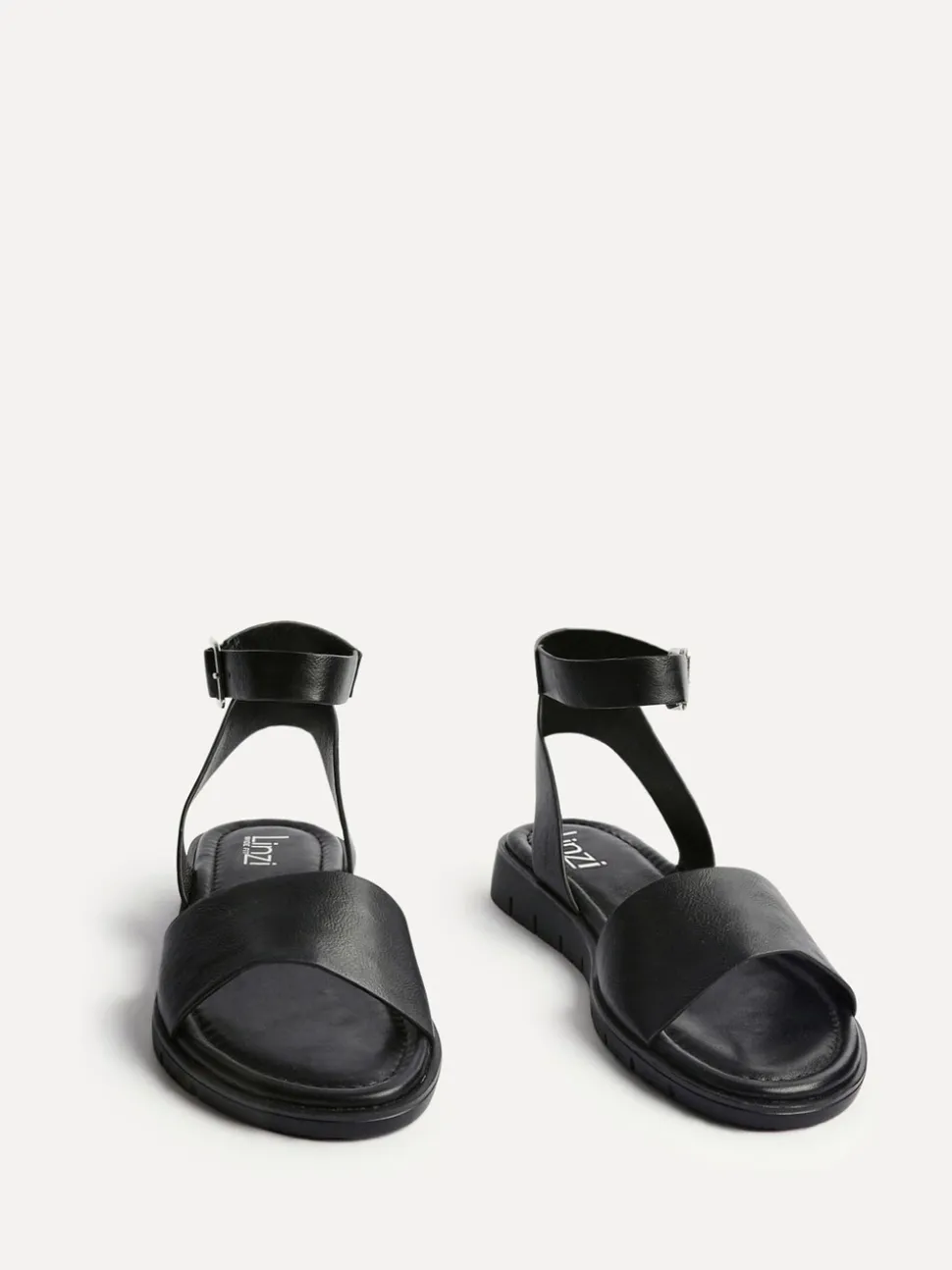 Linzi Black Wide Fit Denia Flat Sandals