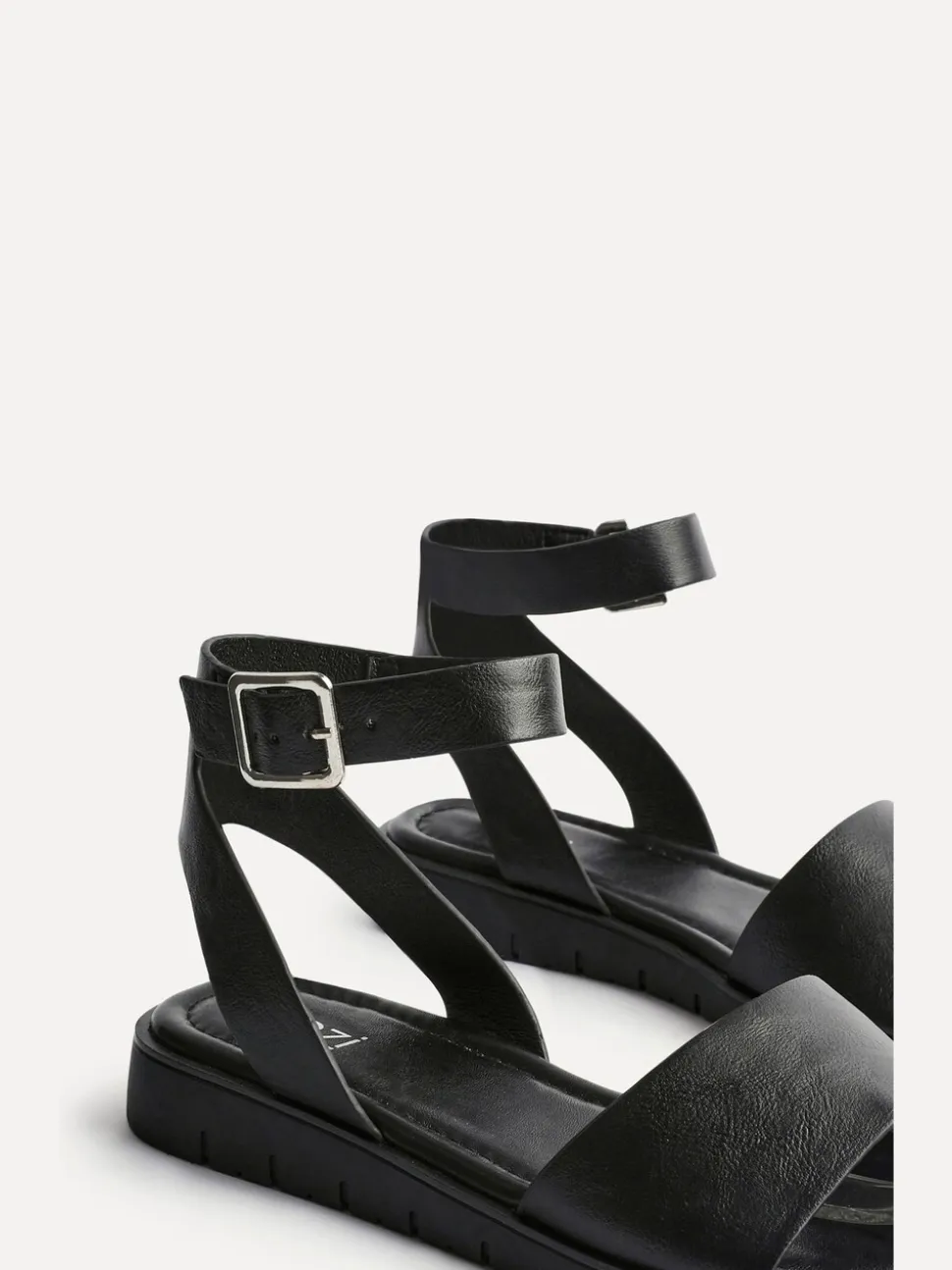 Linzi Black Wide Fit Denia Flat Sandals