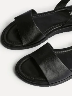 Linzi Black Wide Fit Denia Flat Sandals