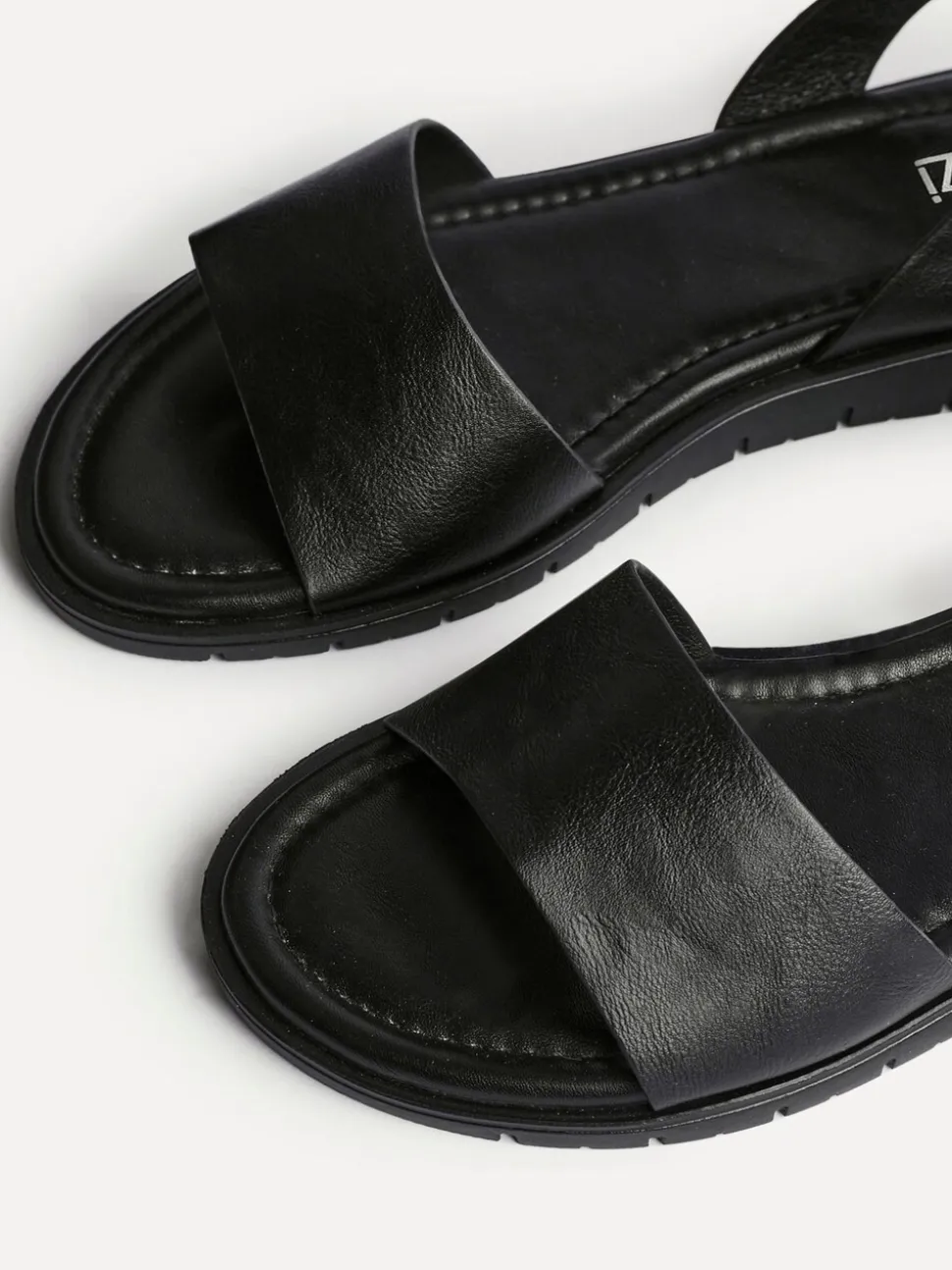 Linzi Black Wide Fit Denia Flat Sandals