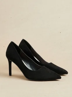 Linzi Black Wide Fit Martina Wide Fit Stiletto Pointed Court Shoes