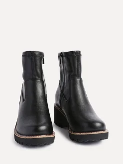 Linzi Black Wide Fit Pulse Stretch Wedged Heel Ankle Boots