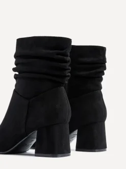 Linzi Black Wide Fit Zayda Ruched Heeled Ankle Boots