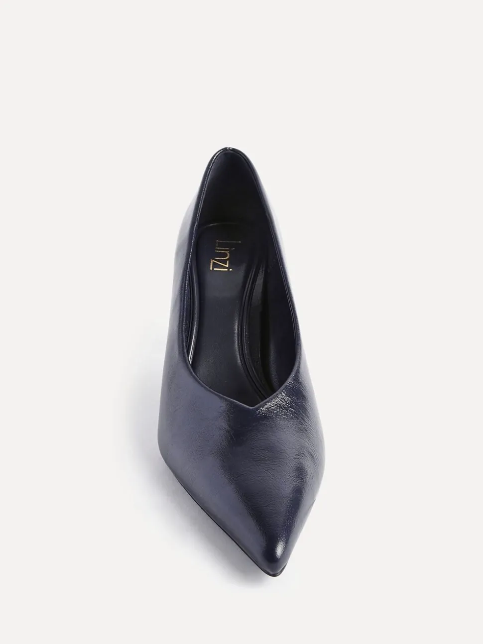 Linzi Blue Bellamy V-Shaped Closed Toe Court Heels