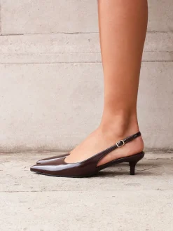 Linzi Brown Elvira Kitten Heel Slingback Courts