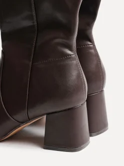 Linzi Brown Fable Wide Fit Block Heeled High Leg Boots