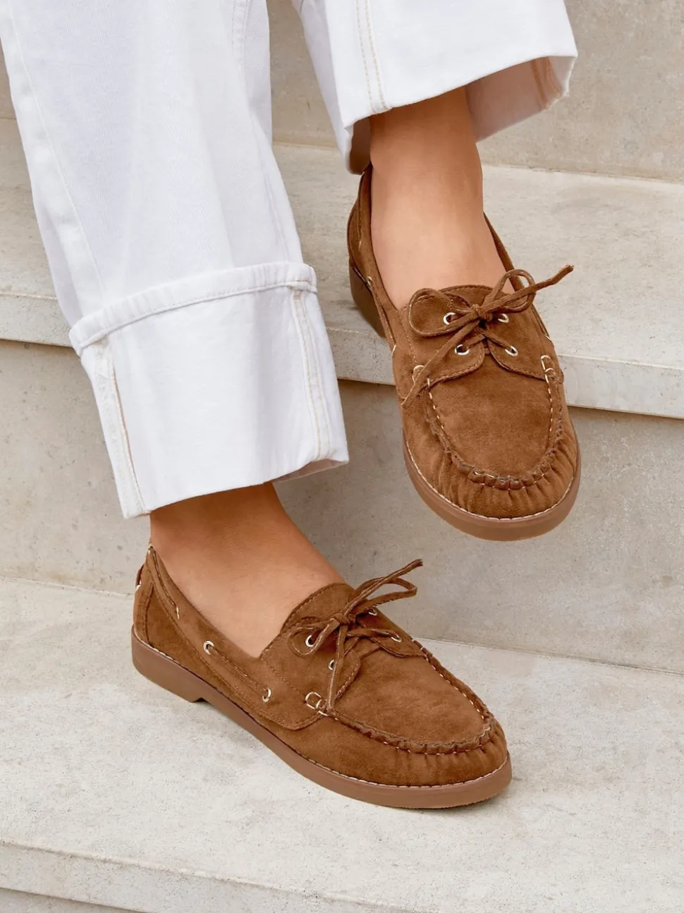 Linzi Brown Frame Slip-On Loafers With Ruched Front Detailing