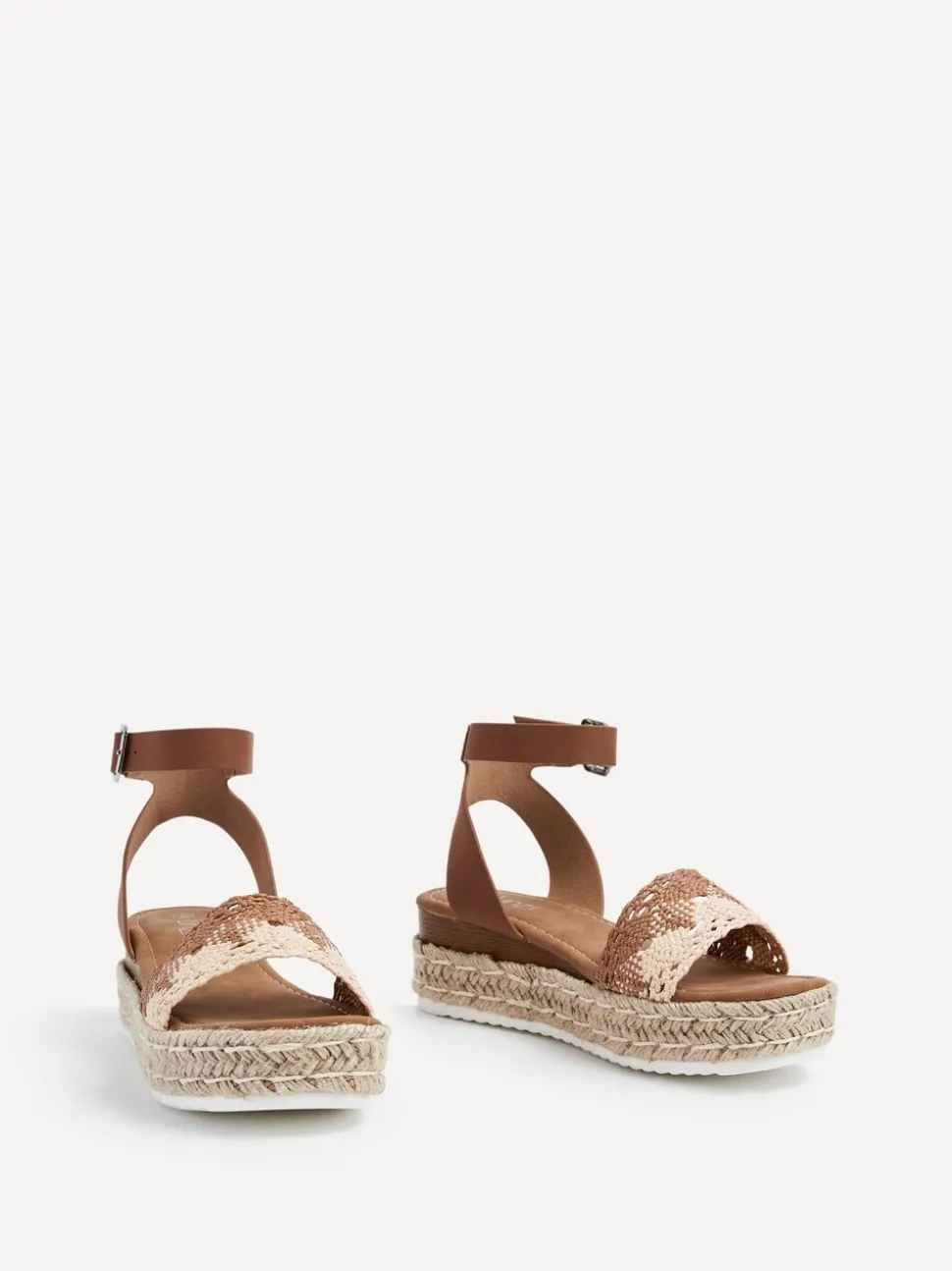 Linzi Brown Harbour Two Part Raffia Flatform Sandals
