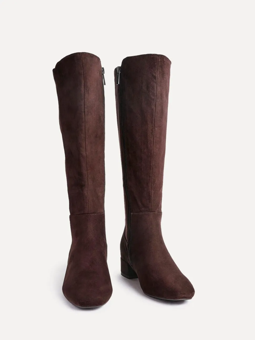 Linzi Brown Light Revolve Stretch High Leg Boot With Low Block Heel