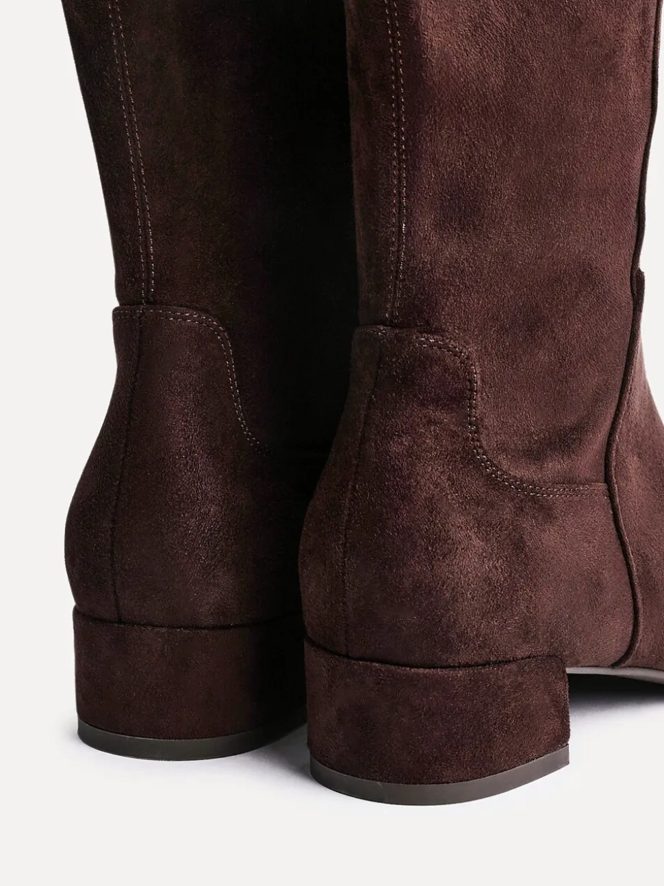 Linzi Brown Light Revolve Stretch High Leg Boot With Low Block Heel