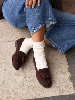 Linzi Brown Rosemary Classic Slip-On Loafers With Tassel Detail