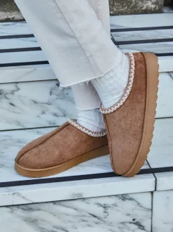 Linzi Brown Tana Faux Suede Slip-On Slippers