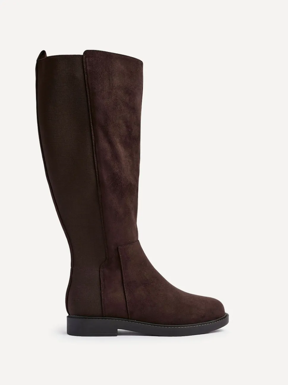 Linzi Brown Wide Fit Wide Fit Steel High Leg Boots With Stretch Panel