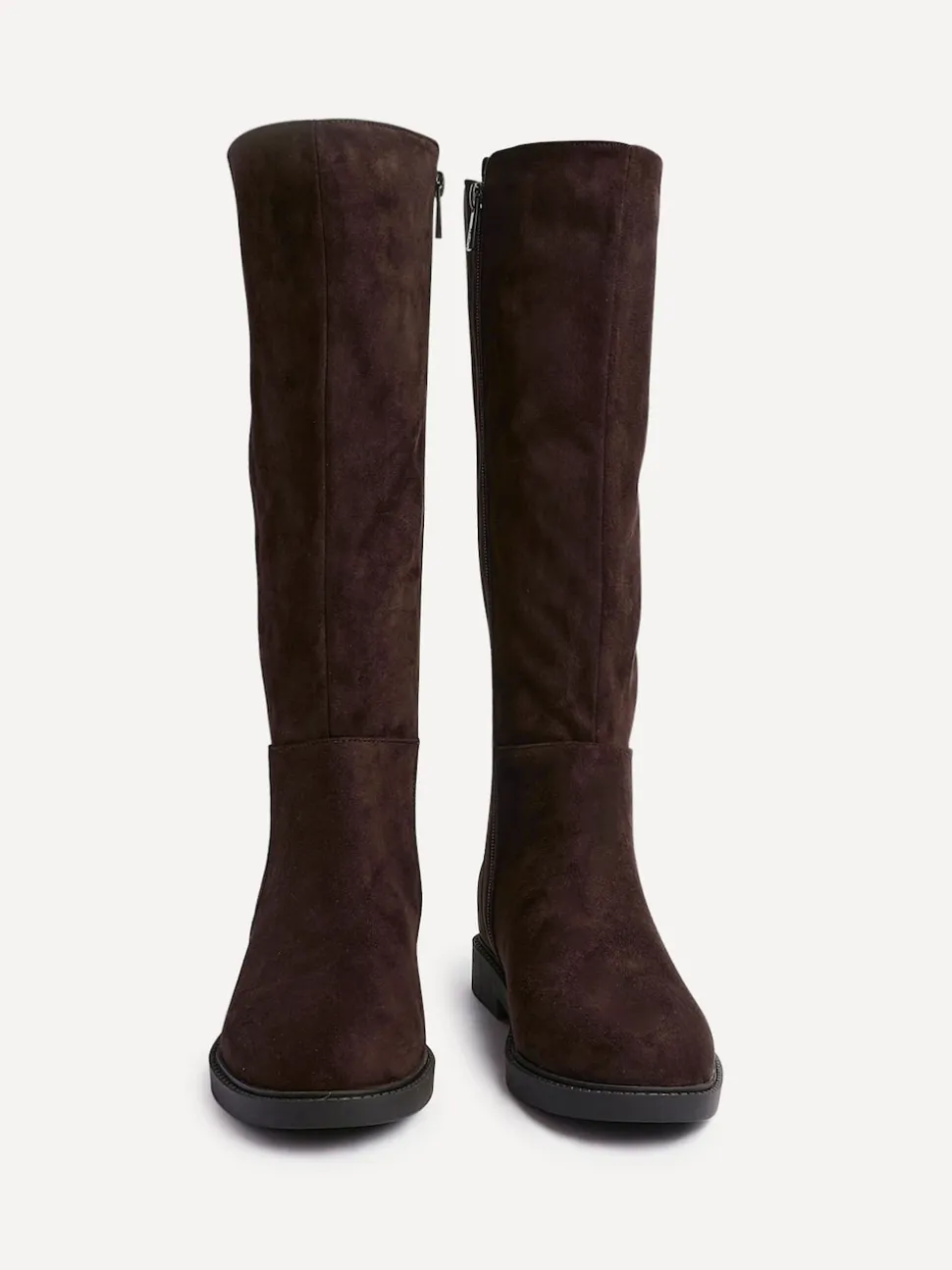 Linzi Brown Wide Fit Wide Fit Steel High Leg Boots With Stretch Panel