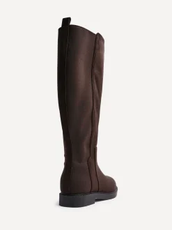 Linzi Brown Wide Fit Wide Fit Steel High Leg Boots With Stretch Panel