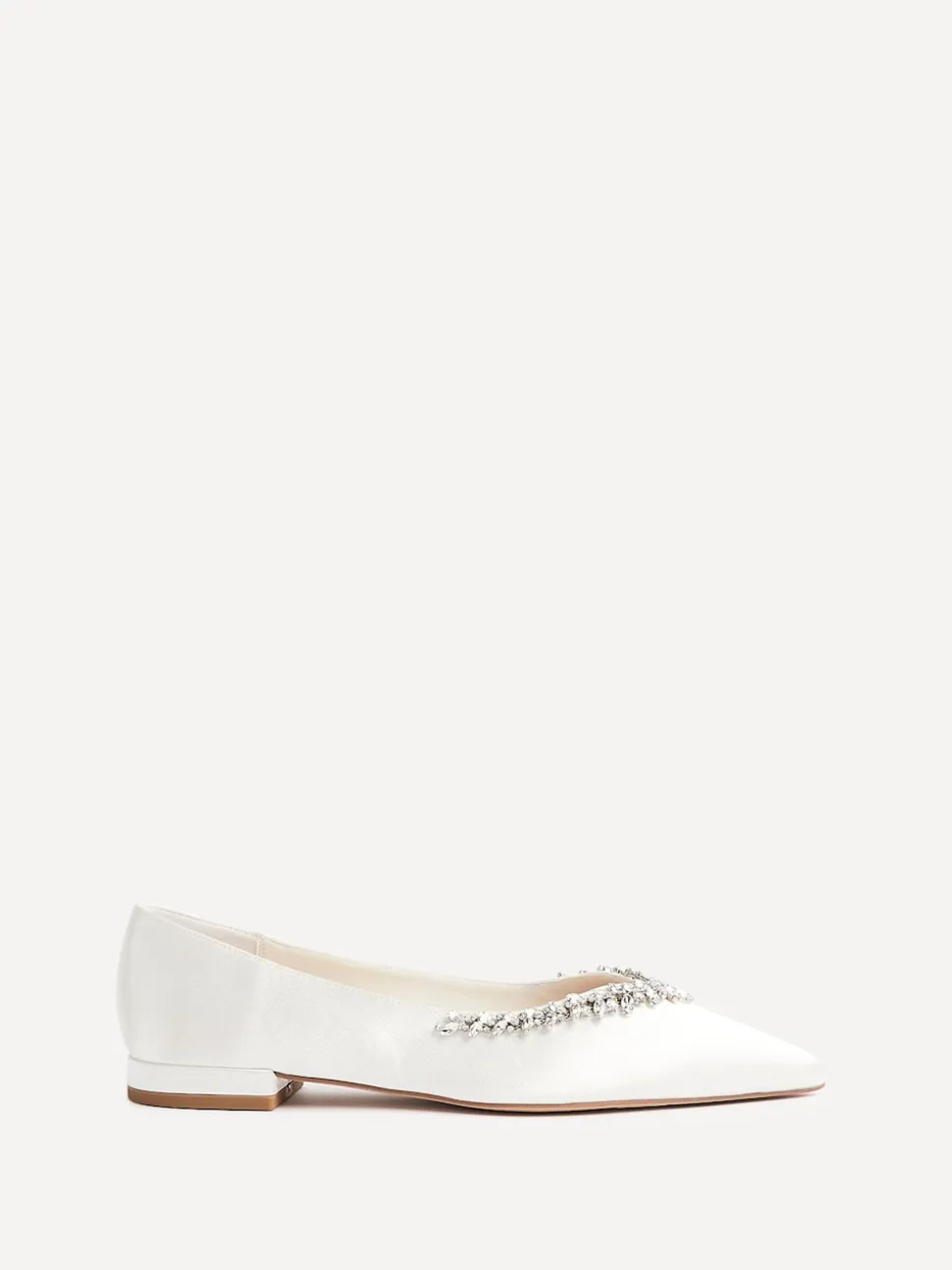Linzi Cream Bridal Endless Pointed Toe Ballet Flat With Trim Shoes