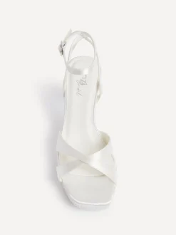 Linzi Cream Bridal Romantica Platform Heeled Sandals with Embellishments