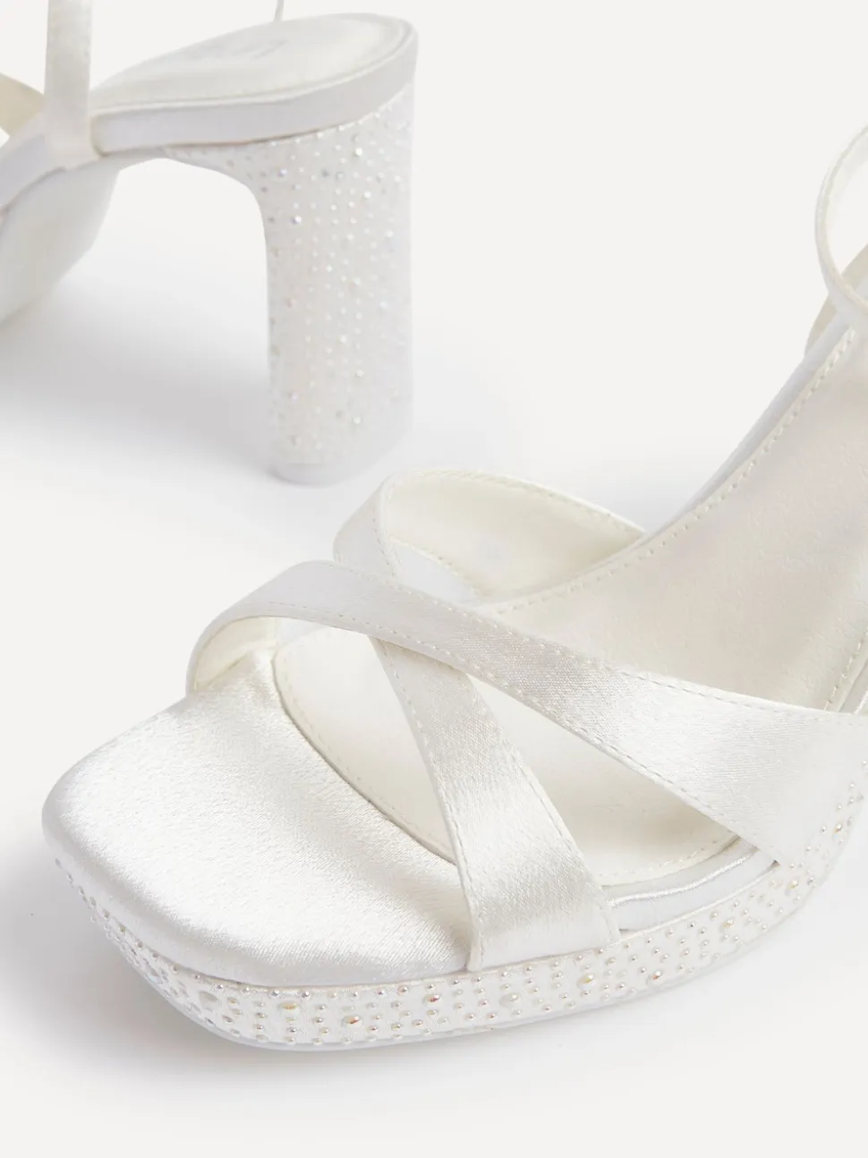 Linzi Cream Bridal Romantica Platform Heeled Sandals with Embellishments