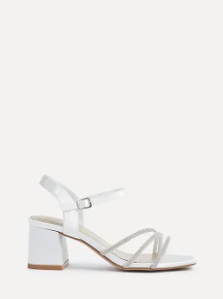 Linzi Cream Bridal Wide Fit Mariah Open Back Heels With Diamante Triple Front