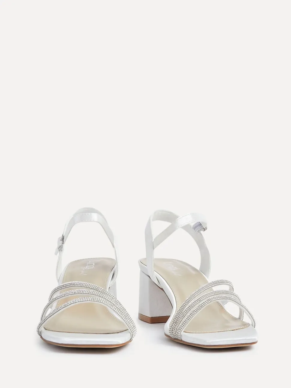 Linzi Cream Bridal Wide Fit Mariah Open Back Heels With Diamante Triple Front