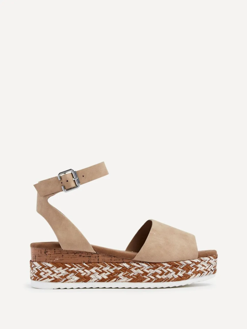 Linzi Cream Coast Two-Part Espadrille Wedges With Metallic Plaited Trim