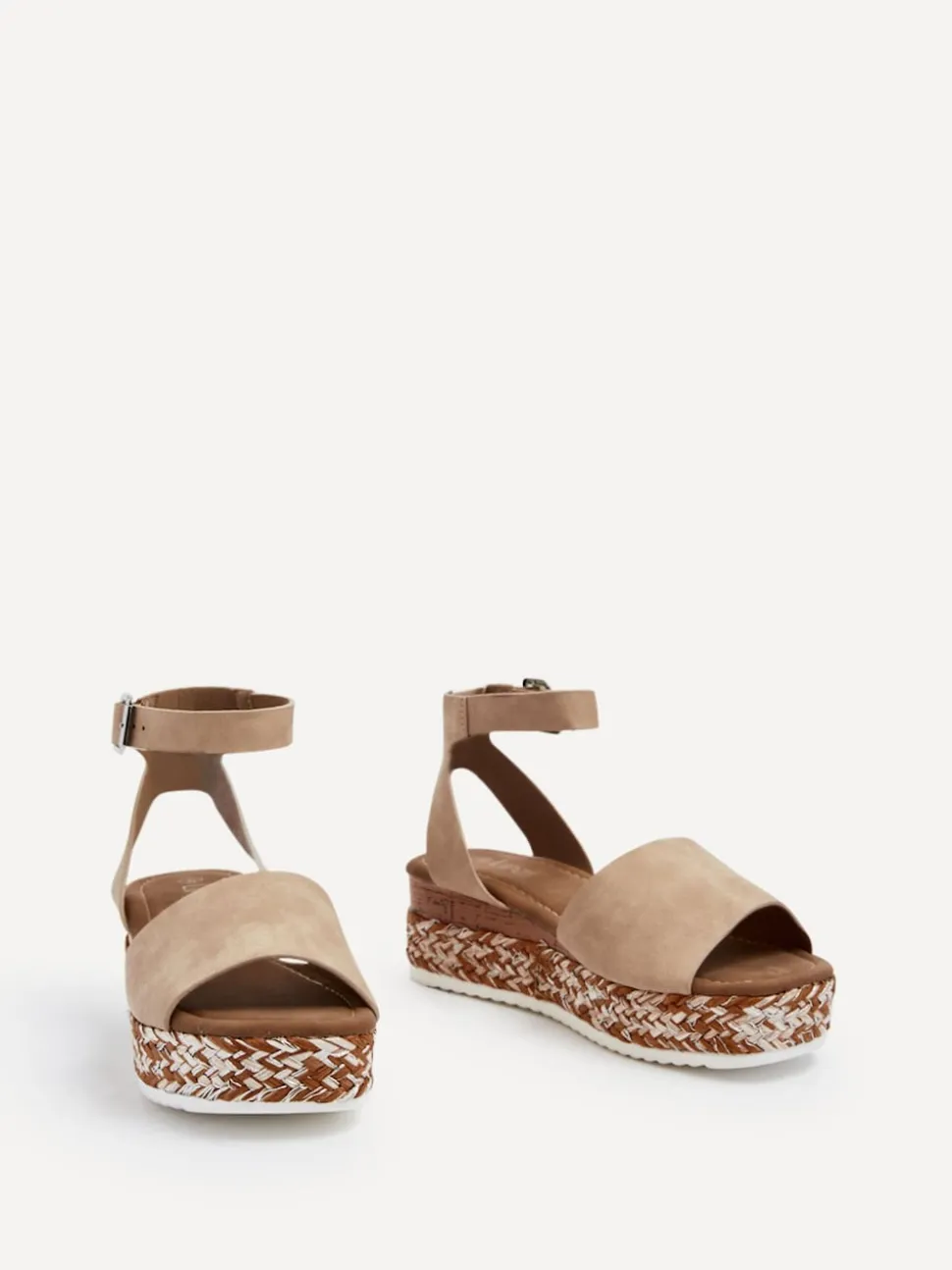Linzi Cream Coast Two-Part Espadrille Wedges With Metallic Plaited Trim