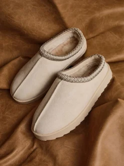 Linzi Cream Tana Faux Suede Slip-On Slippers