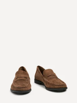 Linzi Dark Brown Precise Classic Loafers With Front Tab