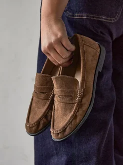 Linzi Dark Brown Precise Classic Loafers With Front Tab